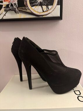 Call It Spring Black Suede Platform Stiletto Booties